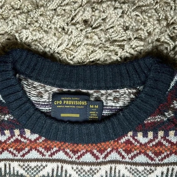 CPO Provisions Shipment Supply Sweater Medium Fair Isle Acrylic Lambswool Mens - Picture 3 of 10